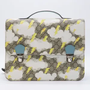 Pre-owned GUCCI coated canvas Backpacks Beige/Ebony GG Supreme Lightning Print Backpack Bag