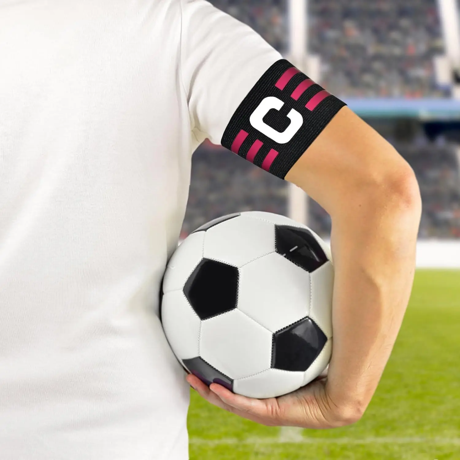 Soccer Team Captain Armband, C-Shape Elastic Wrap-Around, Breathable Stretchy Reusable, Adult Football Training & Match Equipment, Soccer Accessories, Soccer Gear