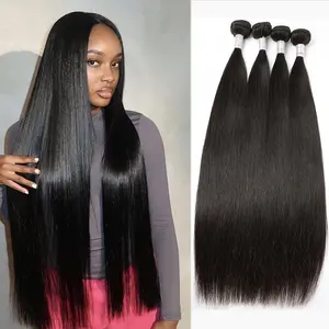 Iwish 15A Human Hair Straight Bundles Brazilian Unprocessed Virgin Hair 3pc Weave For Women Natural Black Raw Hair Extensions Quick Weave Sew In TikTok