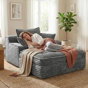 Winzoo Oversized Boneless Chaise Lounge Chair, 67" Cloud Corduroy Sofa Bed, Top Fixed-Point Comfort Layer, Block + Crumb Foam Construction, Deep Seat Reading Chaise with 3 Pillows, No Assembly tiktokshopspringglowup