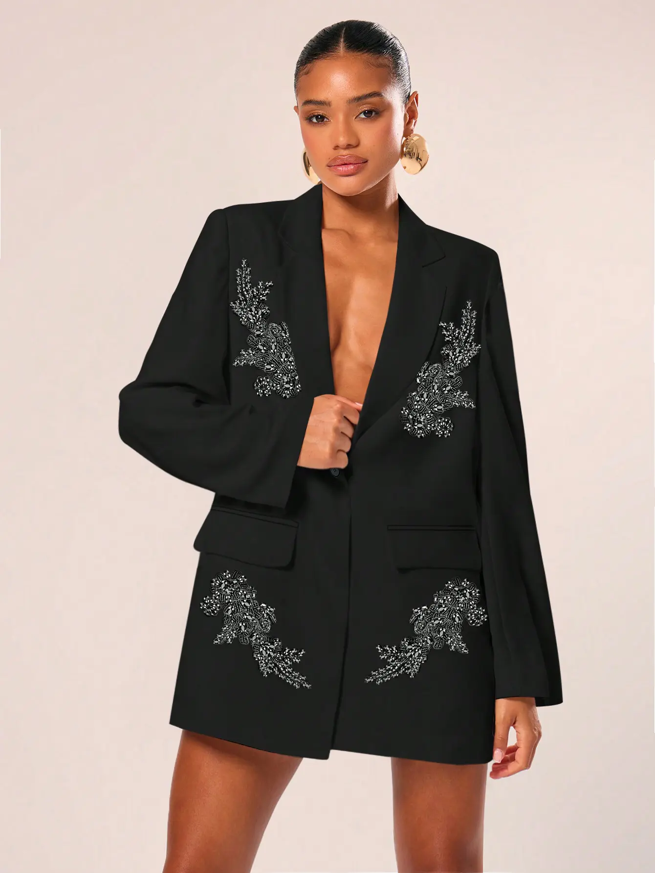 ASANDY Women's Oversize White Glitter Sequins Blazer Dress - Elegant Formal  Wear, All-Seasons White Dresses Women for Special Occasions - TikTok Shop