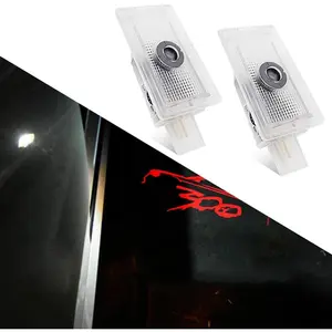 2PCS Never Fade Car Door Logo Lights Projector Compatible 300 300c 300s 2005-, LED Ghost Shadow Light Laser Puddle Lamp Accessories Kit (red car 300)