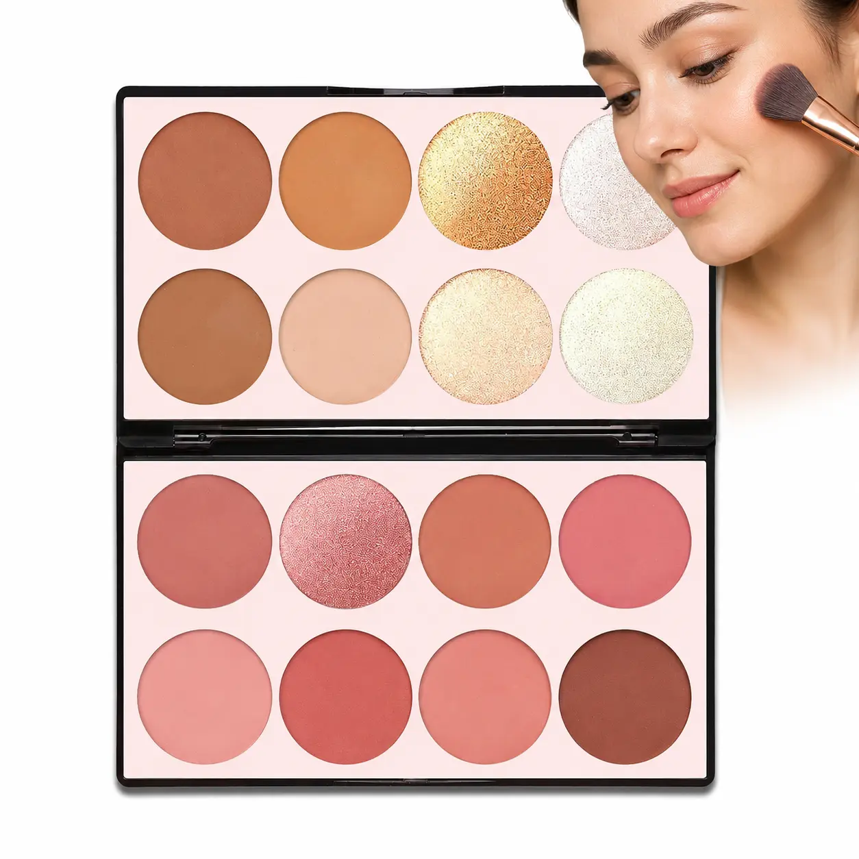 Women's 16-Color All-in-1 Contour Makeup Palette - Blush, Highlighter, Bronzer Face Powder Kit  for Everyday & Festival Use