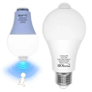 Motion Sensor Light Bulb 60W Equivalent A19 E26 9W Dusk to Dawn Sensor LED Bulb,2 Pack