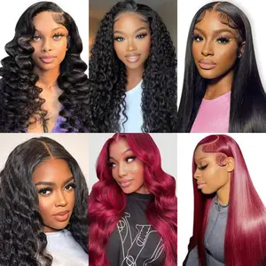 TU【26Inch Only $64.99】13x4 Body Wave & Straight & Jerry Curly Wig LaceFront Wigs Human Hair Lace Frontal Wig for Women 180% Density Wigs