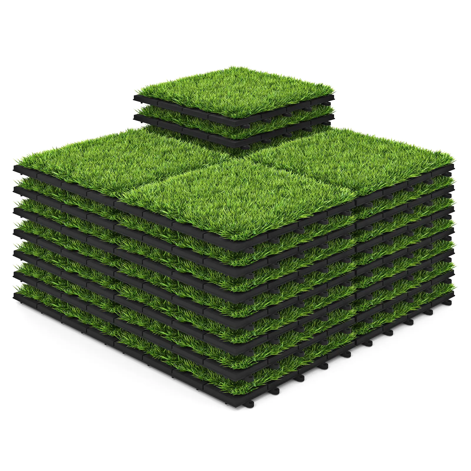 COSTWAY - 30 PCS Interlocking Artificial Grass Tiles COSTWAY - 30 PCS Interlocking Artificial Grass Tiles