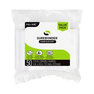 Surebonder All-Purpose, All-Temperature Full-Size Hot Glue Sticks - Perfect for Wood, Fabric, and Crafts - 50 Pack, 4 Inch Length, Clear