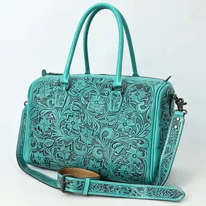 Frontier Belle Hand Tooled Leather Duffel Bag