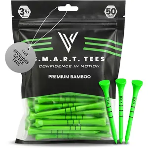 S.M.A.R.T Bamboo Golf Tees-Durable & Reliable Golf Tees for Women 50Pcs, 3 Marking Options (1.25" 1.5" 1.7"),Reduced Ball Spin Less Friction & Height Markers for Perfect Trajectory