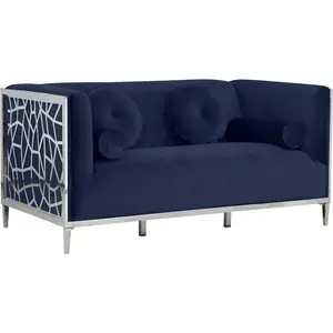 Opal Velvet Loveseat | Black Velvet Contemporary Sofa
