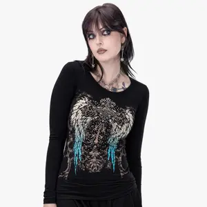 Angela Rhinestone Long Sleeve Top