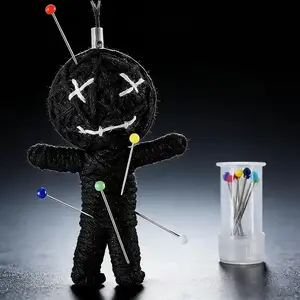 Funny Voodoo Keychain Set (10 Pins), Handmade Woven Halloween Decoration, Phone Strap Pendant, Unique Gift for Colleagues/bosses
