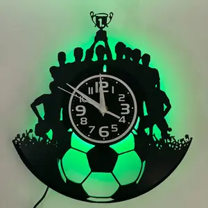 Football Team Champion Vinyl Wall Clock, Modern Decorative Quartz Clock, Silent No Ticking, Boy's Room Gift, Living Room/bedroom Decoration