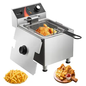 Commercial Electric Countertop Deep Fryer, 12 Qt (11.5 L) Capacity, 1750W, Stainless Steel Construction, Restaurant Grade, Adjustable Temperature Control, Fast Recovery, Ideal for Home Kitchens and Small to Medium Commercial Use