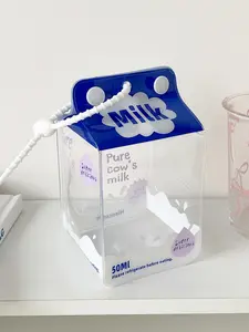 Cute Transparent Milk Box Doll Bag, Student Toy Storage Pouch, Outdoors Sun Protection Bag, Girl Style, 3D Design