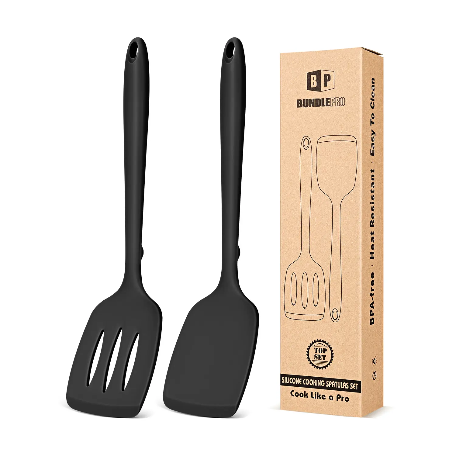 2-Piece Silicone Spatula Turner Set, Non-Stick Slotted Grill Spatula Set, Heat-Resistant BPA-Free Kitchen Gadgets, 1-Piece Design Silicone Cooking Spoon, Ideal for Cooking Fish & Pancakes, Khaki