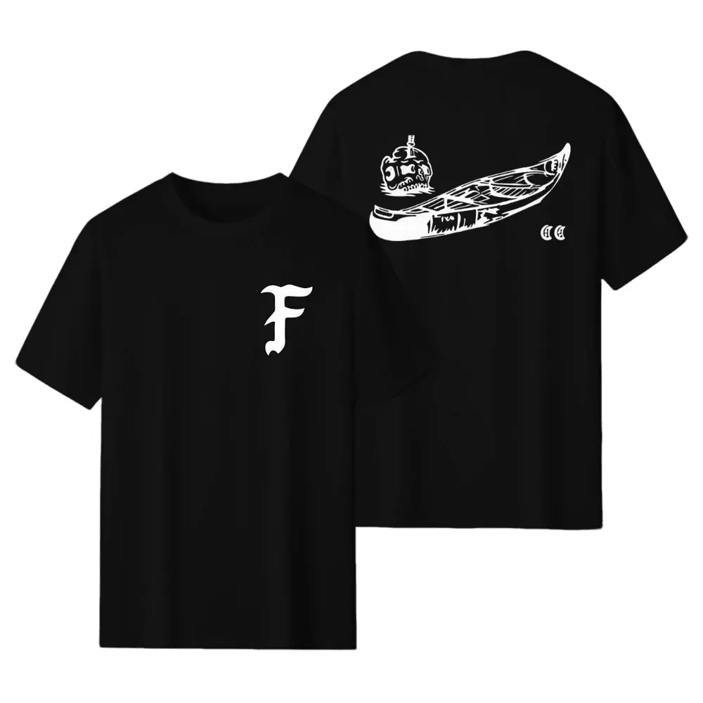 180gForward Observation Group Canoe Club Custom Printed Short Sleeve; Skeleton Vintage Crew Neck T-Shirt; Streetwear; Men's Cas Loose Top Men's Clothing