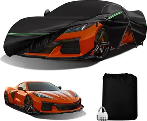 for Corvette C Car Cover D Outdoor Waterproof UV Protection, with Cotton Layer, Zipper Door, Reflective Strip, Storage Bag, for Chevy C