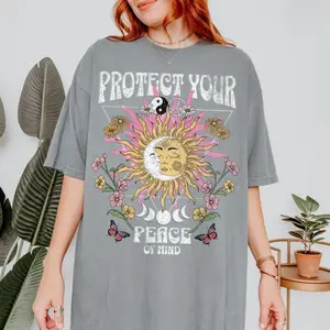 Comfort Colors Protect Your Peace T-Shirt: Vintage Boho Grunge Tee Motiviation Gift for her