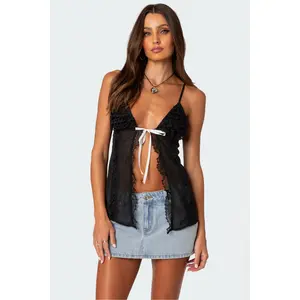 Linette Lacey Sheer Split Front Top Linette Lacey Sheer Split Front Top