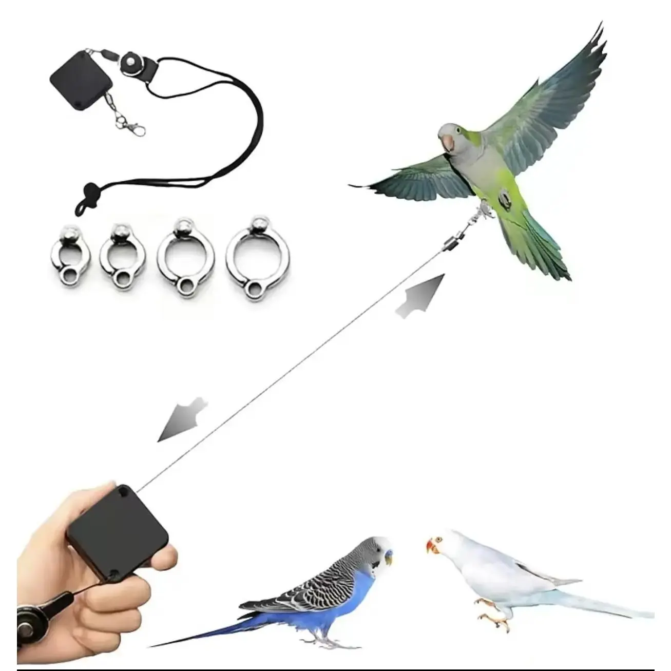 Outdoor Ultralight Parrot Flight Rope Retractable Leash with Comfortable, Bite-Proof Design for Flight Safety, Compatible with Large Rooftop Metal Bird Cages, Cockatiels, Luxury Rolling Play Top Iron Squirrel-Proof Feeding Stations with Stands