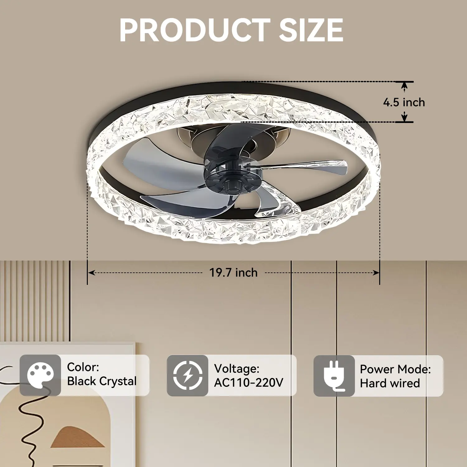 Crystal Black Fan- 58W