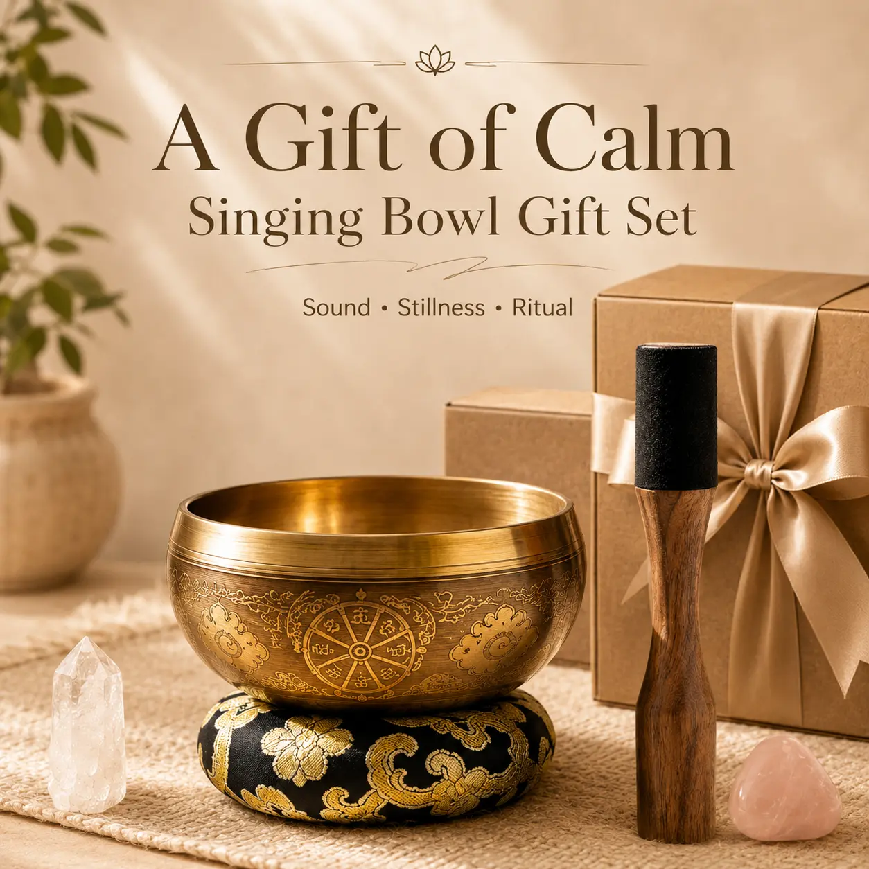 Tibetan Singing Bowls, Authentic Meditation Sound Bowls Handcrafted in Nepal for Yoga, Chakra Healing, Mindfulness, Self Care Spiritual Gifts for Women