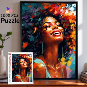 Radiant Joy 1000 Pieces Jigsaw Puzzle Vibrant African American Woman Portrait Artistic Abstract Puzzle for Adults Creative Home Decor and Gift Idea Size 27.5x20inch (70x50cm)