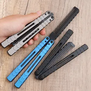 High-Quality Aluminum Balisong, Steel Anti-Static Comb, Beginner Safety Butterfly Trainer, Outdoor Edc Tool, Manual Flip Toy, Gift for Friends