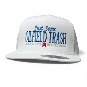 RW OILFIELD TRASH HAT - Black Snapback Hat with Graphic Text, Authentic Design, and Logo