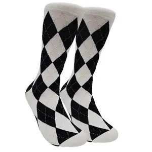 Argyle Socks from the Sock Panda (Crew Length) - Black and White