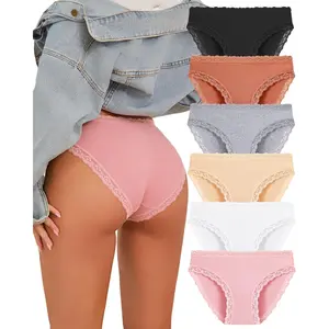 STANDARD GOODS Cotton Underwear for Women Sexy Cheeky Lace Bikini Panties Soft Breathable Womens Underwear 6 Pack-USA