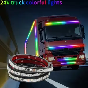 24v LED Strip Light for Commercial Vehicles, Rainbow Atmosphere Lamp, RGB Color Changing, Wireless Remote Control, Ip67 Waterproof Outdoor Decor