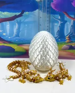 2pcs 3D Printed Dragons and Dragon Egg, Articulated Mother and Child Dragon Toy, Gold and White Cherry Blossom Dragons, Gift for Mother's Day Decor Colorful