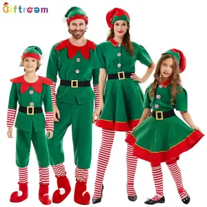2025 Children and adults Christmas elf costumes, Santa Claus costume sets, green elves, Halloween cosplay, 2025 new products