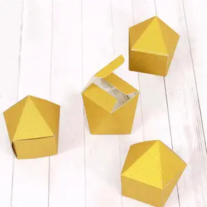 25 Pack Geometric Gold Glitter Wedding Favor Candy Gift Boxes 2"x3"