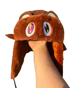 BEAR EYES Brown Wool Ushanka Hat with Adjustable Fit & Front Embroidered Eyes Design One Size Fits All Stylish & Practical - Style