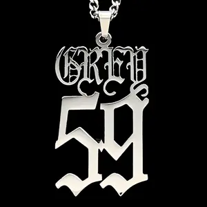 $uicideboy$ GREY59 Necklace 1.5" Mirror Polished Stainless Steel Grey59 Pendant with Choice of Chain Hypoallergenic & Rust Resistant Suicideboys G59 Free Gift Included