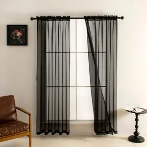 4 Pack Rod Pocket Sheer Curtains Semi Transparent Light Filtering Privacy Window Voile Drapes for Home Living Room Bedroom Decor