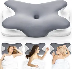 Orthopedic Memory Foam Neck Pillow for Neck & Shoulder Pain Relief - Ergonomic Cervical Support, Breathable Washable Cover for Side, Back Sleepers