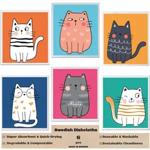 [W-Home]6 Pcs Swedish Dishcloths for Kitchen, Microfiber Cleaning Cloths, Sponge, Absorbent, Super Soft, Reusable, No Odor, Quick Drying, Washable, Super Soft Cleaning Wipes feb u swedishdishcloth s