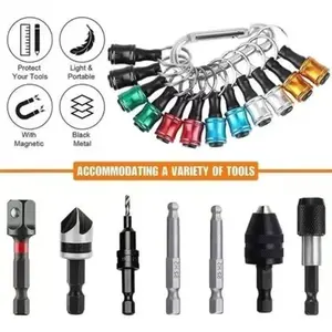 6 Piece Set Colorful Keychain Connectors, Hex Shank Drill Bit Holder, Climbing Carabiner Kit, Durable and Versatile Accessories, Tool Holder