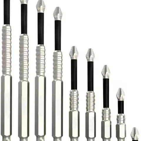 9PCS High-Magnetic Screwdriver Drill Bit Set - Premium Universal, Anti-Slip, Anti-Shock Impact Driver Bits (2 Sets 6 Sizes:25,50,65,70,90,150Mm) with Storage Base, Fits Conventional/Cordless Drills for DIY Enthusiasts, Home DIY, Automotive Repair