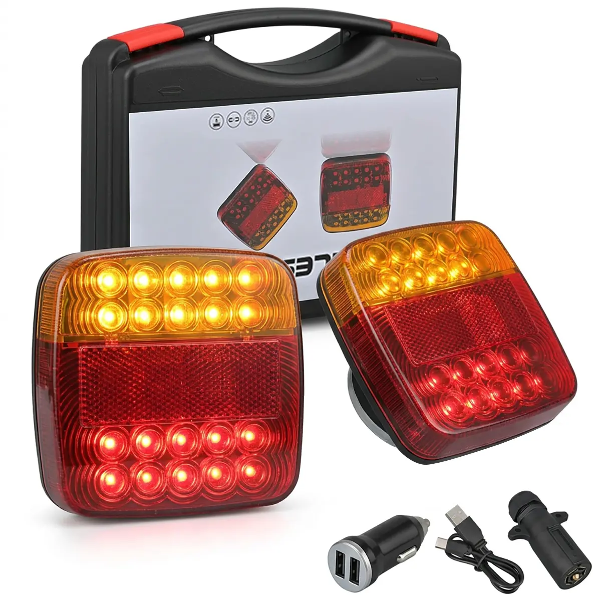 Magnetic Wireless Trailer Lights – Rechargeable LED Tow Light Kit with IP65 Weatherproof, 100FT Long-Range Signal Synchronization for Trucks, RVs, Campers, Boats, Caravans & More