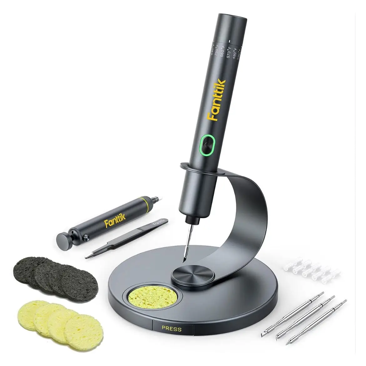 Fanttik T1 Max Cordless Soldering Iron with 7 Second Heating, Auto Sleep Function, 4 Rapid Heating Tips, DC/AC Compatible, and Aluminum Storage Space