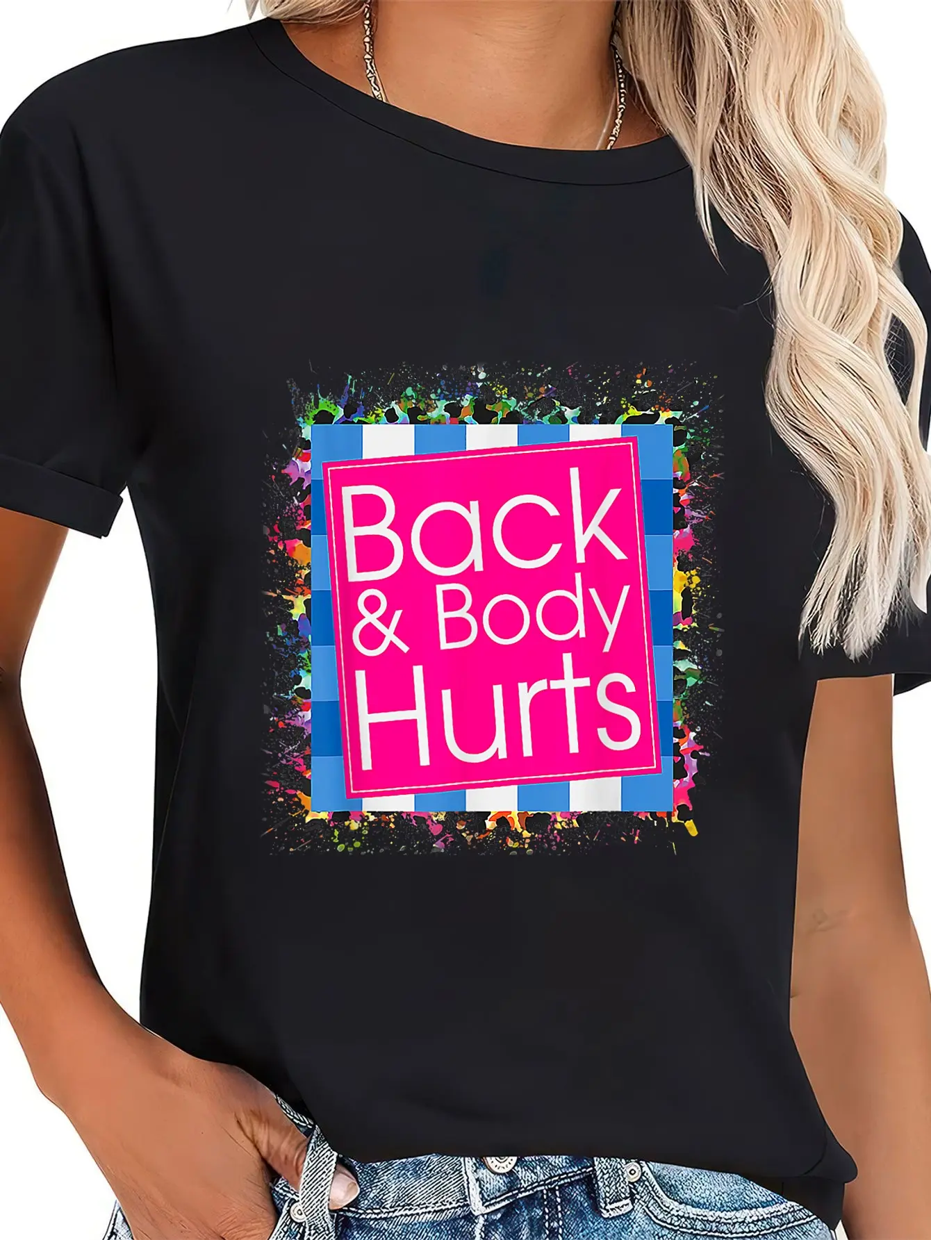 100% Cotton Back Body Hurts Funny Workout Gym Meme Parody T-Shirt