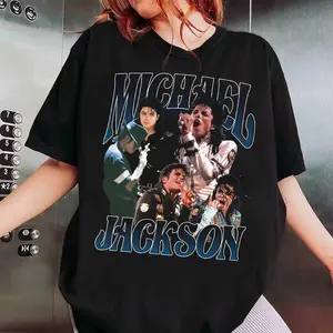 [Sale Up To 50%] Michael Jackson King of Pop Halftone Bootleg Pop Star T-Shirt, Vintage Music Tee, MJ Music T-Shirt for Fans, Gift for Him, Gift for Her