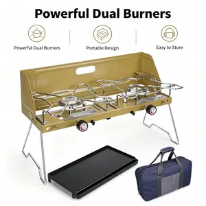 2-in-1 BBQ grill, gas stove, comes with a storage bag, easy to carry, suitable for outdoor camping, picnics, and barbecues - perfect for gardens, gatherings, and parties