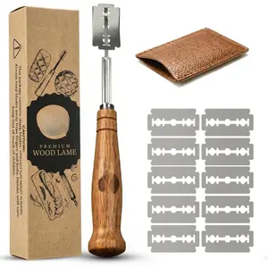 Bread Lame Slashing Tool, Oakwood  Handle Dough Scoring  with 10  and Storage Cover