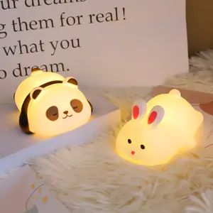Mini Cartoon Children Night Light, Portable Cute Rabbit Panda LED Lamp, Kids Toy Decoration, Birthday Cake Decor, Warm Decorative Night Light